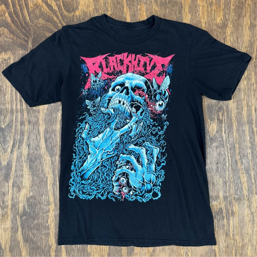 Black Hive Skull Graphic T Shirt Est Small Black Blue Pink Horror Goth Alt